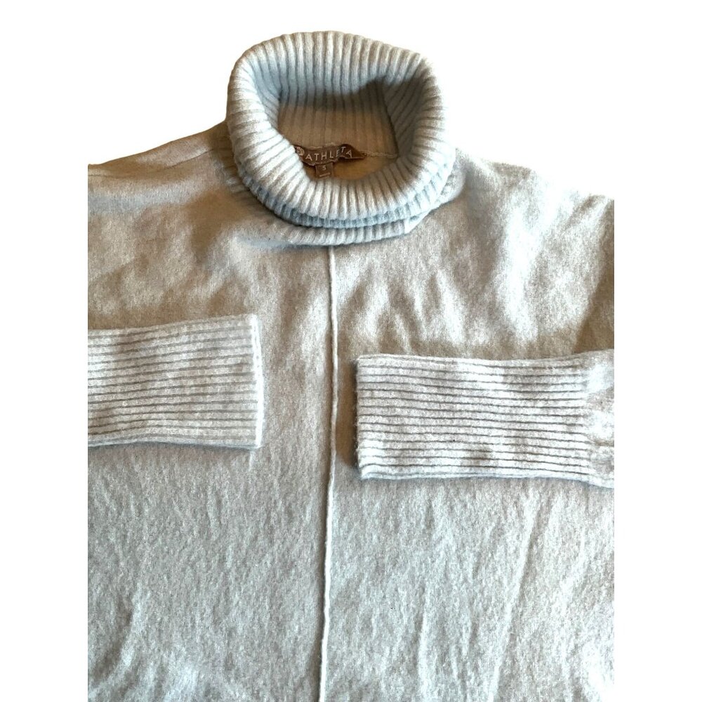 Athleta Womens‎ Turtleneck Sweater Small Very Light Blue Long Sleeve Wool Blend